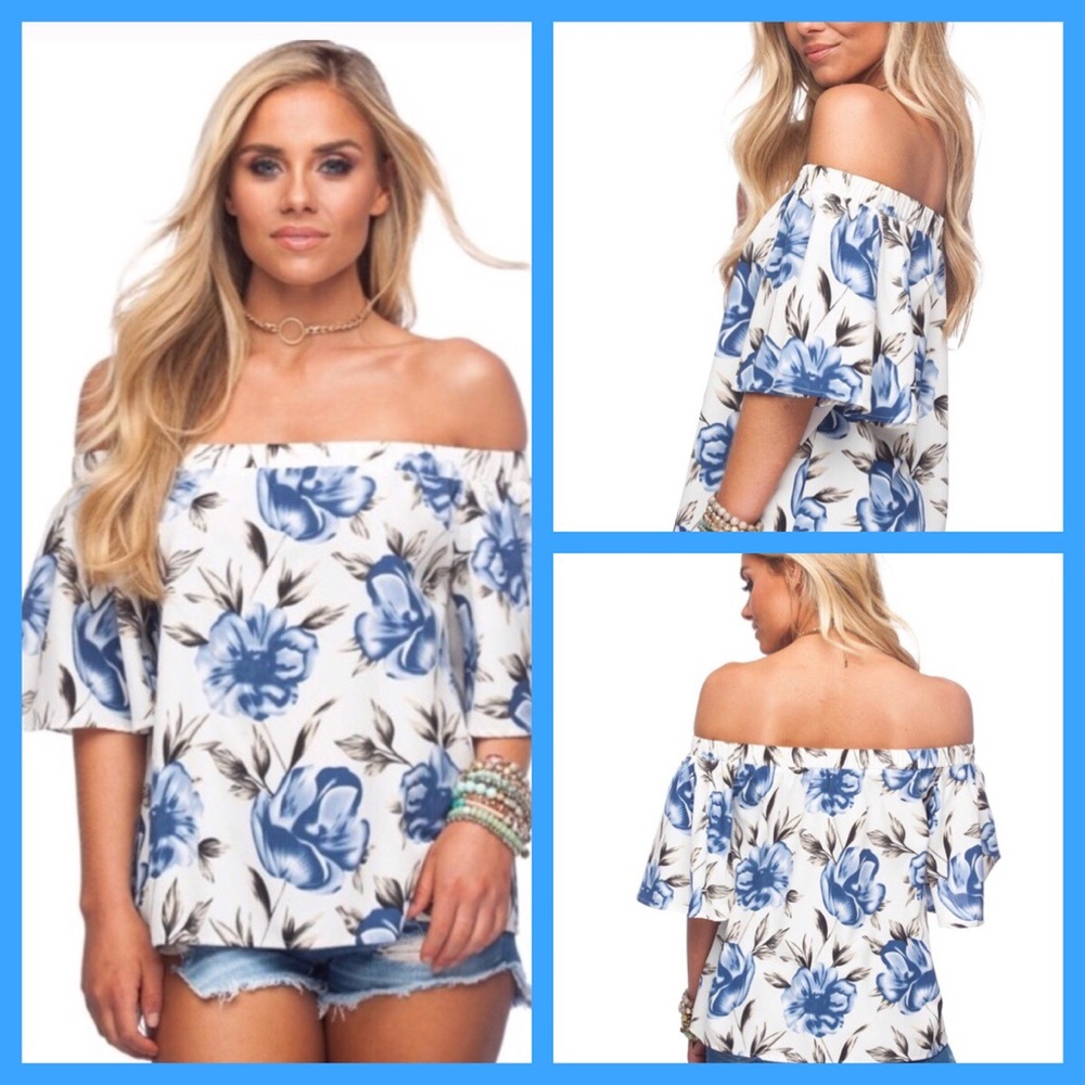 Off Shoulder Floral Blouse